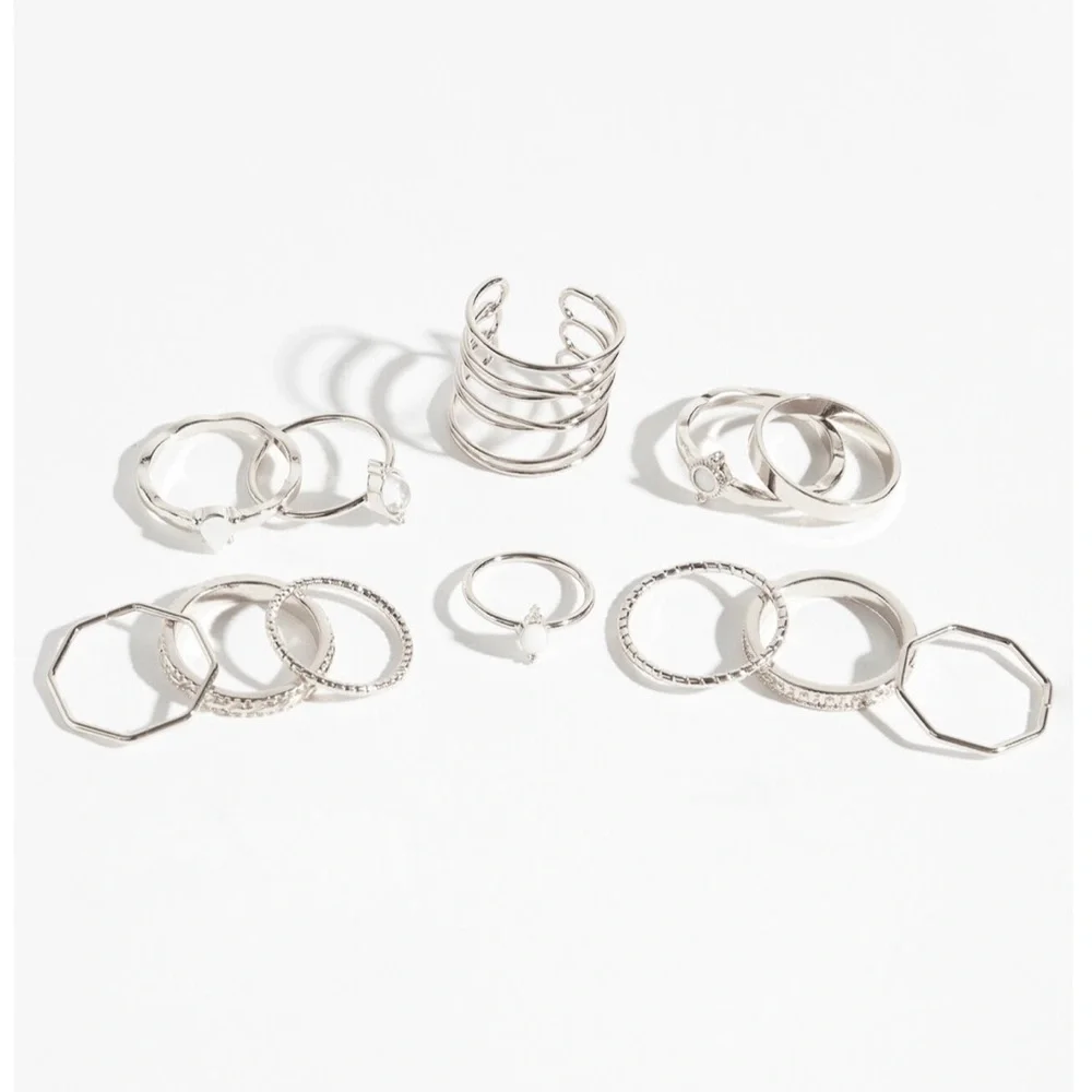 Altar’d State Silver Stacking Rings - Picture 3 of 4